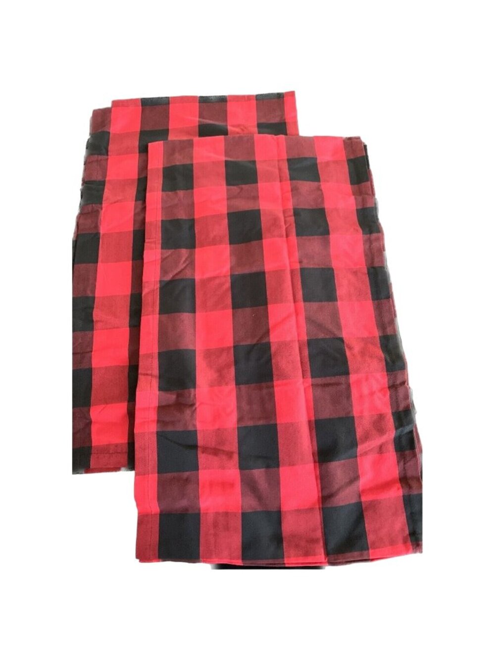 Buffalo Check Table Runner Red Black Plaid Cotton Polyester 2 Pc Set 14x108 in